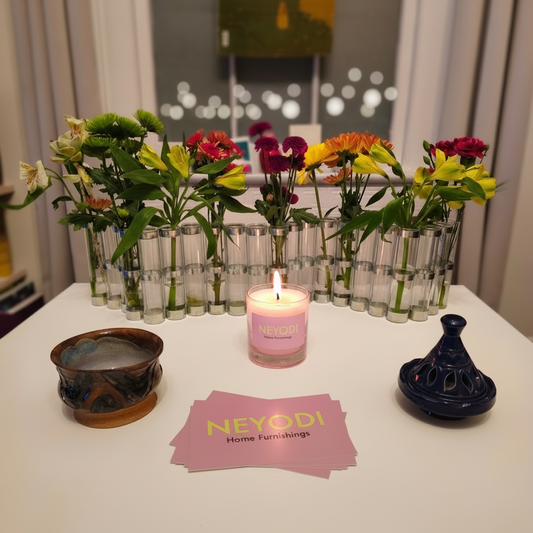 NEYODI candle lit with warm flame