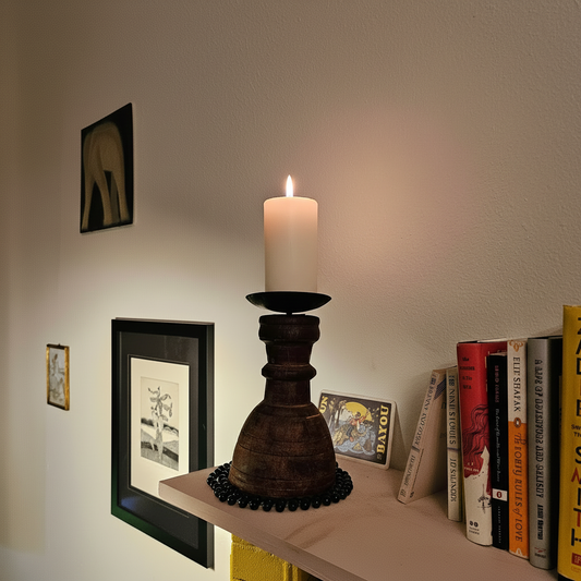 Lit candle holder lifestyle image